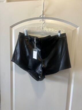 naked wardrobe Black High-Waist Faux Leather Shorts